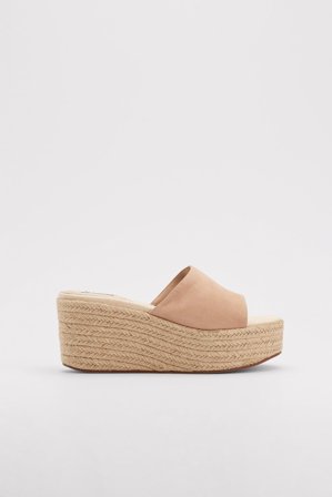 NA-KD Shoes Suede Flatform Sandals - Lave sko - Beige - EU 40