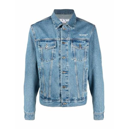 Off White, Denim Jackets Blauw, Heren, Maat:L,Katoen,streep