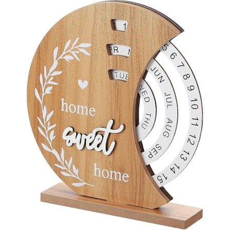 Puinen pöytäkalenteri, manuaalinen kuukauden, viikon ja päivämäärän näyttö, sopii toimistopöydälle, kodin sisustukseen