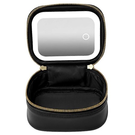 Genopladelig Rejse Makeup Taske med LED Spejl, Kompakt Touch Screen Bordplade Kosmetik Spejl, 3 Farver Lys A