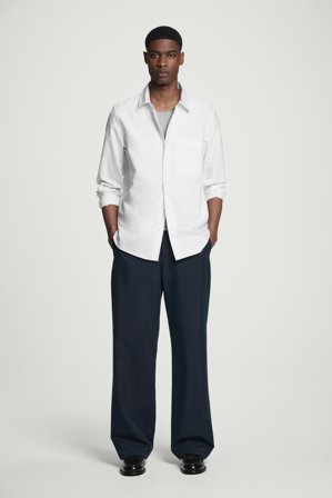 COS Men's Relaxed Tailored Straight-Leg Trousers in Blue