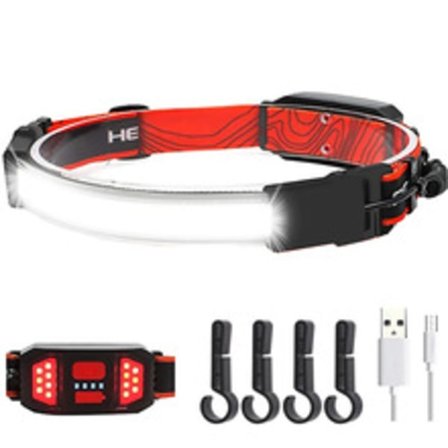 Laddbar pannlampa, 400 Lumen 6 lägen Pannlampa LED med bakre rött ljus 1-pack