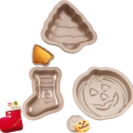 3 stk. Jule Serie Mini Kageform Tærteform, Kageform Non-stick Bageform, Velegnet til Julekage Chokolade Fudge Bageform