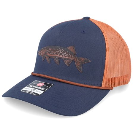 Skillfish - Blå trucker Keps - Pike Figure 112fpr Navy/Orange/Dark Orange Rope A-Frame Trucker @ Hatstore