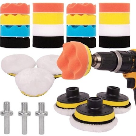 25-delars Bilpoleringskit - Poleringsrondell för M10/M14 Borrmaskin, Sladdlös Skruvdragare och Polermaskiner - Olika Mjukhetsgrader..DEBUNS