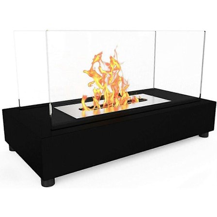 Bioetanol Eldstad Inomhus Utomhus Camping Glas Topp Brännare Eld Svart Bordsmodell