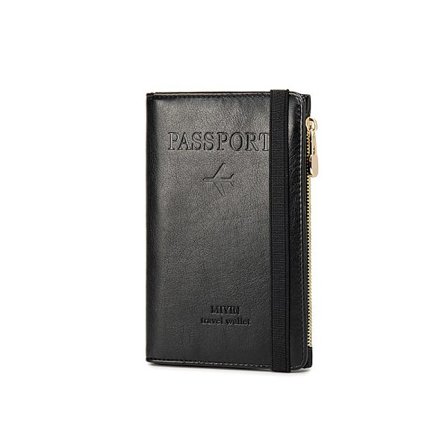 Erittäin ohut RFID-suojattu passikotelo - moniosastoinen matkalompakko, musta