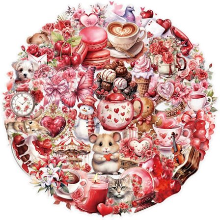 50 st Alla hjärtans dag Transparenta PET-klistermärken Vintage Alla hjärtans dag-klistermärken Söt bekännelse Klistermärke för Scrapbook Journaling 