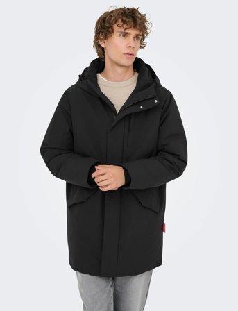 ONLY & SONS Onssayn Waterproof Stretch Parka Otw - Black - XS