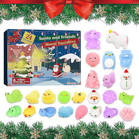 Adventskalender 2022 Julekalender Legetøj 24 stk Forskellige Søde Mochi Dyr Squishy Legetøj Til Børn