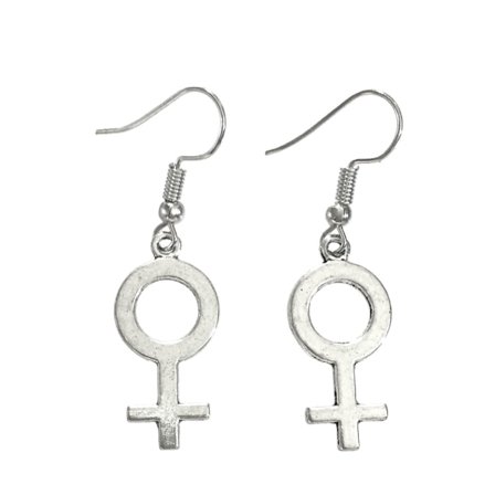 Örhängen Feminist Kvinnosymbol Venus Feminism Rostfri Krok Silver