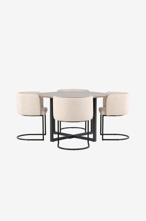 Venture Home - Spisegruppe Durango med 4 spisebordsstole Simrishamn - Brun - Spisebordssaet - Fra Homeroom