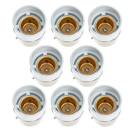 8 stk LED-pære Lyspærebytter Lyskontakt Uttak Sokkeladapter Konverterer Lampeadapter B22 Sokkel White 3.5x2.5cm