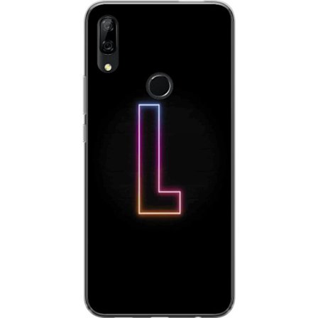 Yhteensopiva Puhelinkuori Huawei Huawei P Smart Z Minimaalinen neonkirjain L pehmeästi vaihtuvassa värivalossa mustaa taustaa vasten, puhdas graafin