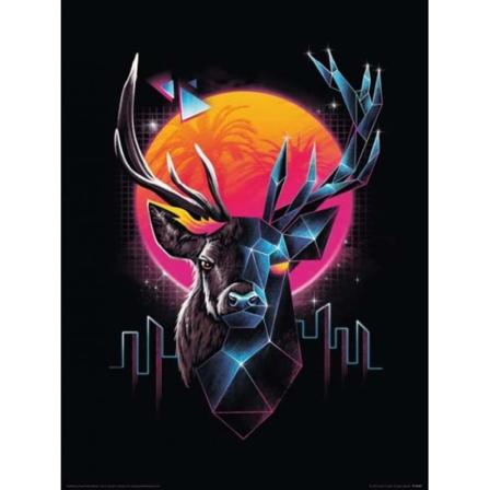 Vincent Trinidad Rad Stag Poster 40cm X 30cm Svart/orange/rosa