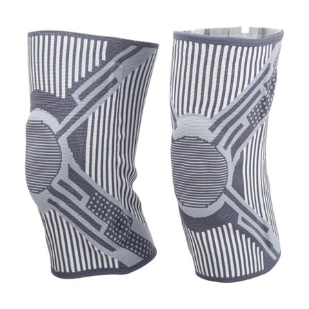 2 ST Silikon Knäskydd Sport Stickad Knäortos Fjäderstöd Knäskydd Löpning Klättring Basket Mörkgrå M