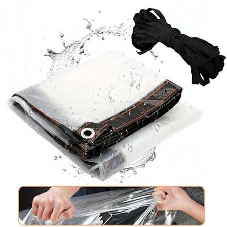 Klar Presenning Udendørs med Øjer, PVC Plast Presenning Vandtæt Transparent Presenning Rivfast og Vindtæt Presenning 3x4m