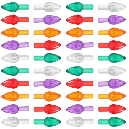 100 st Flerfärgade Medium Keramiska Julgranslampor med Plast Twist Peg Glödlampor för DIY Juldekorationer[D]