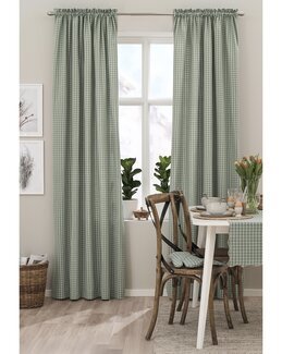 Gardinfag garnfarvede 2-pak ternede Grøn