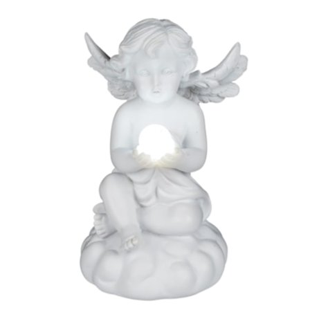 Vit ängel med led lampa