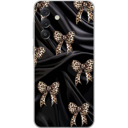 Kompatibel Mobilcover til Samsung Galaxy A37 Leopardmønstrede bånd på sort silkebaggrund, luksuriøst mønster med glamour, eksklusiv stil og trendy des