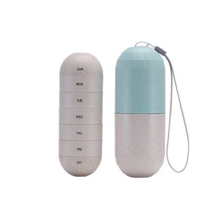 Veckovis medicinorganisatör för varje dag i veckan - Stor kapacitet, lätt att öppna, blå, 5*5*13 cm