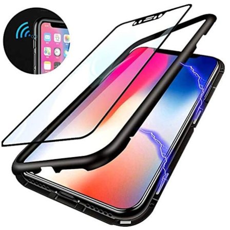 magnetisk glas bakfodral med Härdat glas Xs max|svart