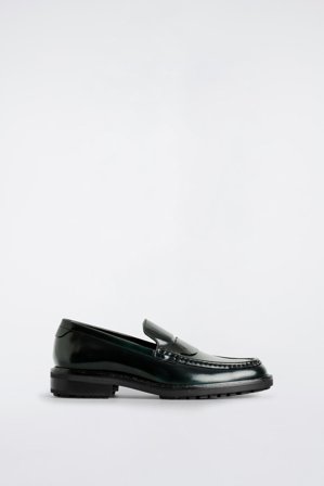 COS Rubbed-Leather Loafers in Green - Men