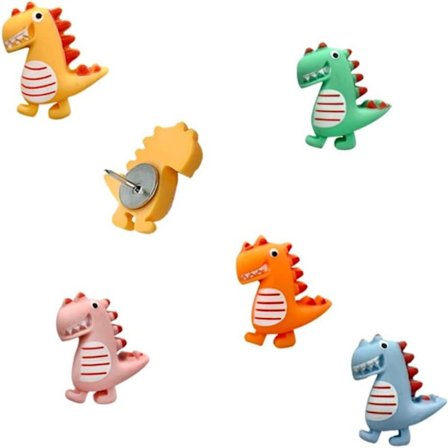 30 STK Dinosaur Thumb Tacks Søte Push Pins Resin og metall