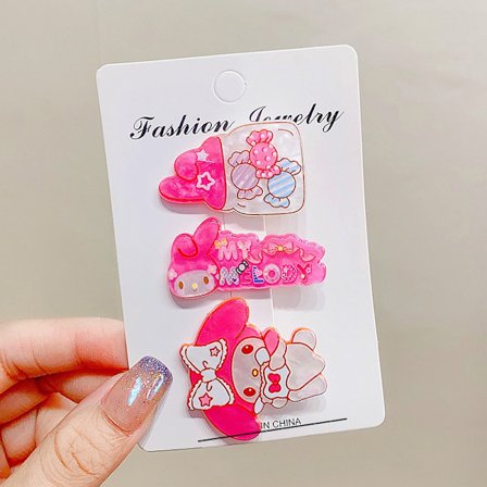 3 Stk Dejlige tegneserie hårnåle pige Kawaii Kuromi Cinnamoroll Hai