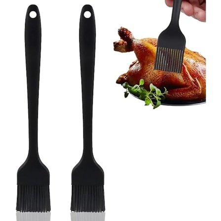ING Sett med 2 silikon BBQ-børster, varmebestandige kjøkkenbørster for steking og baking i svart