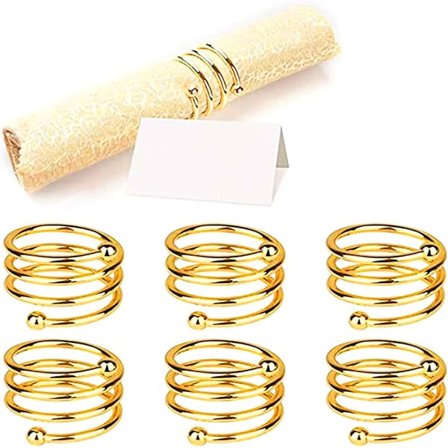 (6 ST-Spiral) Servettringar och hållare, 6 st metallservettring