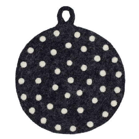 A World of Craft FELT DOT Grytlapp, mörkgrå/vit Kökstextil Grå Ø 22 cm