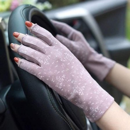 Mørk lilla dame halvfinger hansker ridning sklisikker pustende korte hansker tynne UV-beskyttelse solhansker sport tynn motorsykkel sykkel scooter rid
