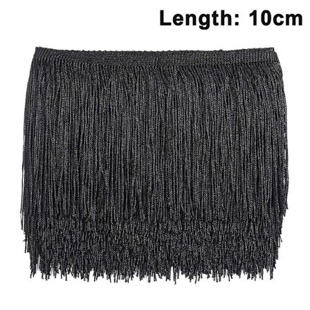 Sort 10 cm 10 m sytråd - Frynser 15 cm/10 cm bredde til nederdel brudekjole lampeskærm dekoration