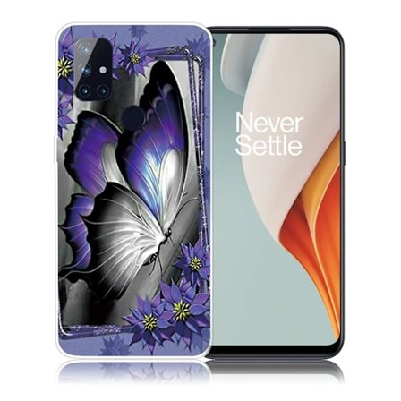 Butterfly läder OnePlus Nord N100 fodral - Lila