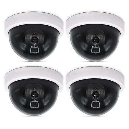 4 st Dummy Säkerhets CCTV Dome Kamera med Blinkande Röd LED Ljus Dekaler_Kvalitetsprodukter