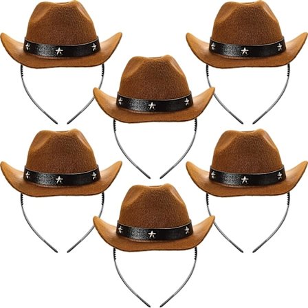 6 stk. Cowboy Hat Hovedbånd Mini Cowgirl Hat Hovedbånd Cowgirl Kostume Tilbehør til Kvinder Mænd Voksen Western Fest Tilbehør