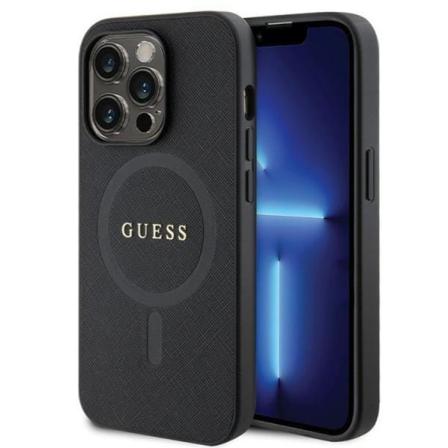 Guess iPhone 14 Pro Mobilskal Magsafe Saffiano - Sort