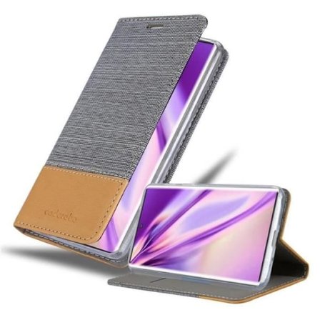 Skyddsfodral för Samsung Galaxy NOTE 10 PLUS i LJUST GRÅ BRUN inklusive magnetisk stängning.