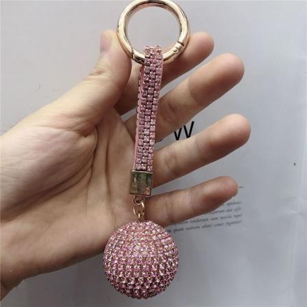 Rhinestone læderrem Crystal Ball Vedhæng nøglering 7 7
