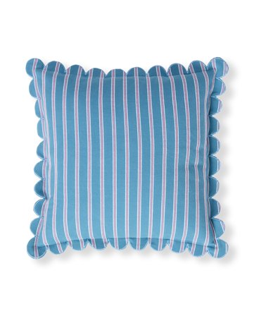 Lexington Gestreifter bio-baumwoll-kissenbezug mit muschelsaum, blau