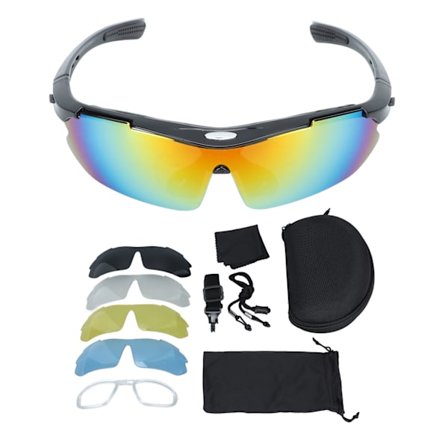 Polariserade solglasögon för utomhuscykling, mountainbike, fiskeglasögon, camping, blanksvarta
