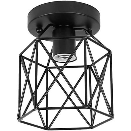 Industriell retro stil 220v semi infälld taklampa metall hängande lampa inomhus hängande lampa med E27 glödlampa, svart, [energiklass A++]