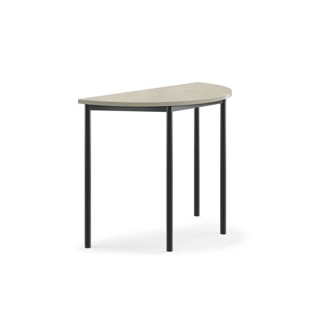 Tisch SONITUS, halbrund, 1200x600x900 mm, Linoleum hellgrau, anthrazit