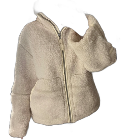 Teddyjacka vit med dragkedja