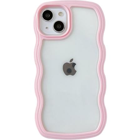 IC Sød Krøllet Bølge rammeform Stødsikker blød, kompatibel med iPhone-etui (Rosa, iPhone 13 Pro Max)