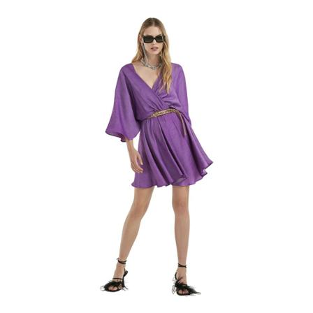 Silvian Heach, Short dress with soft skirt Paars, Dames, Maat:M