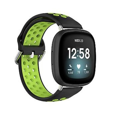 Tvåfärgad Silikonarmband för Fitbit Versa 3 (Svart Lime)