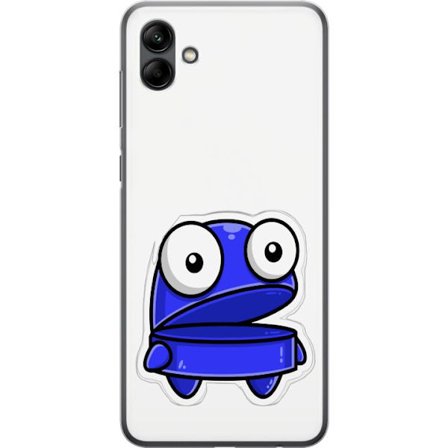 Kompatibel Mobilcover til Samsung Samsung Galaxy A05 Blå tegneseriefigur med åbent udtryk og store øjne i sjov illustration